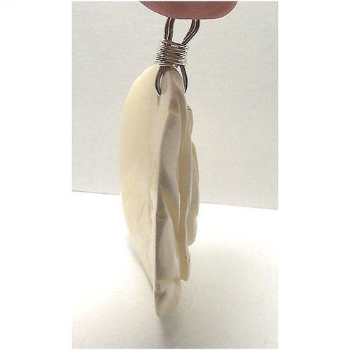 Pendant detail carved bone rose flower ladies costume fashion jewelry rare