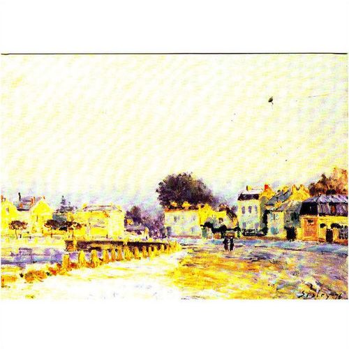 Colour Postcard - The Watering Pond at Marly-le-Roi - Hoarfrost by Alfred Sisley