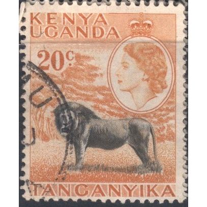 KUT - 1954 - SG170 - 20c black/orange - Lion - QE11 - used