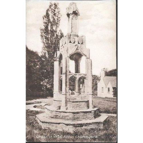 Iron Acton, Gloucestershire - Cross in Churchyard - postcard c.1910s