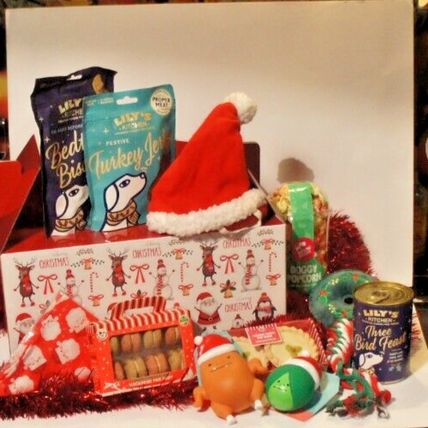 ULTIMATE DOG CHRISTMAS TREAT & TOY HAMPER XMAS GIFT BOX FILLED WITH FESTIVE FUN