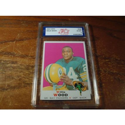 1969 Topps, Graded Ex-Mint 6, WILLIE WOOD, Defensive Back, Packers, HOF