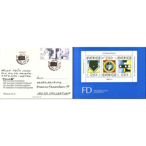 Sverige / Sweden - Moa Martinson F#1654SX1 YSTAD 6/10 1990 FD on FD-card nr 8
