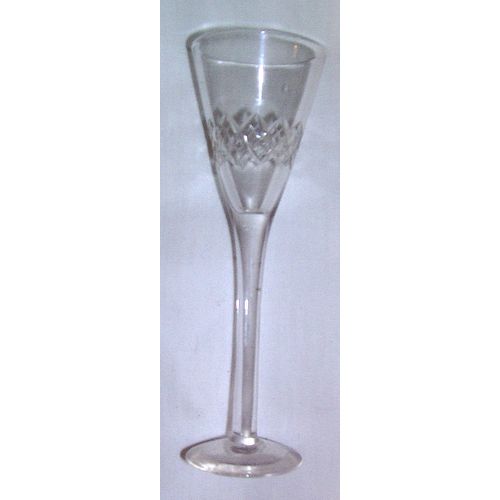 Victorian long stemmed toasting glass circa 1870 engraved design