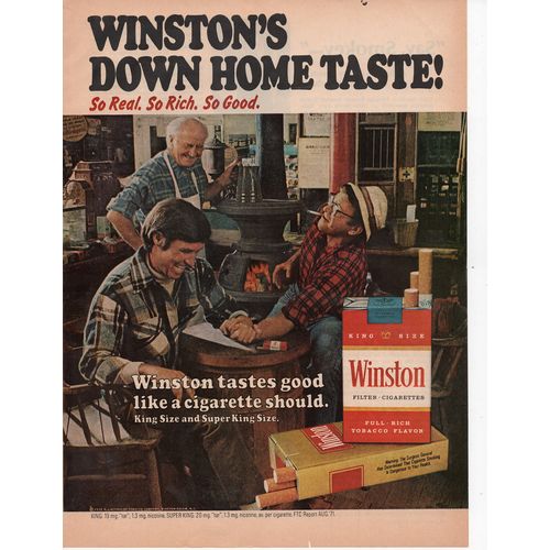 Winston Cigarettes vintage Full Page Print Ad April 1972