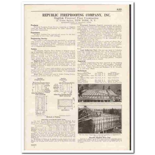 REPUBLIC FIREPROOFING COMPANY 1931 Slagblok flooring vintage catalog