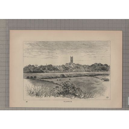 (6319) Warwick - 1895 Antique Book Print