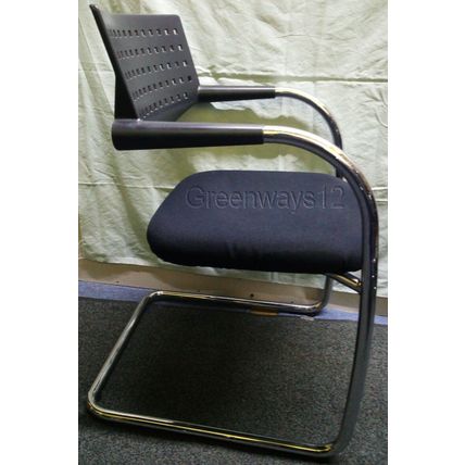 Vitra 41620100 Black Plastic Back Chrome Legs Black Fabric Seat Cantilever Chair