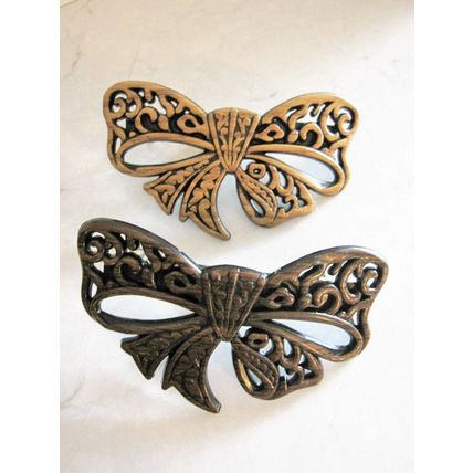 Faux wooden bow hair clamp clip barrette