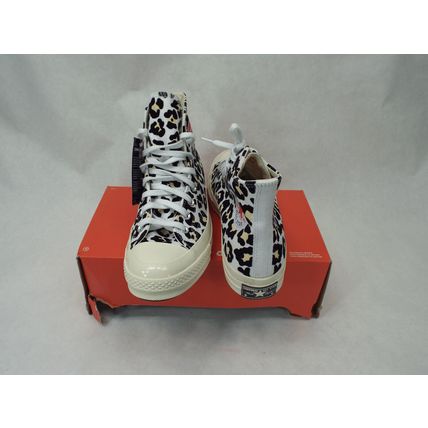 New Mens 8 Converse CHuck 70 Hi Leopard Chetah White Shoes MSRP$85 166748C