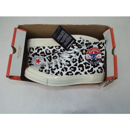 New Mens 8 Converse CHuck 70 Hi Leopard Chetah White Shoes MSRP$85 166748C