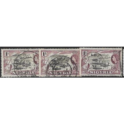 1953 SG 76 - 3 copies - town cancels