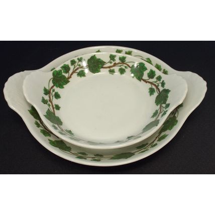 2 luminite Frugier Porcelaine De Paris France Small App Dish Plate Bowl Ivy Vine