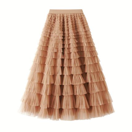 Mesh Cake Skirt Spring/Autumn Women's New Skirt Mesh Skirt Pleated Long Skirt
