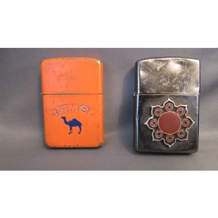 1991 CAMEL CIGARETTE ZIPPO LIGHTER LOT BLACK ICE & ORANGE CAMEL