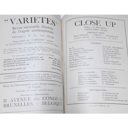 CLOSE UP, Vol. 3 - July-Dec, 1928 Bound volume of 6 issues. Film movie magazine