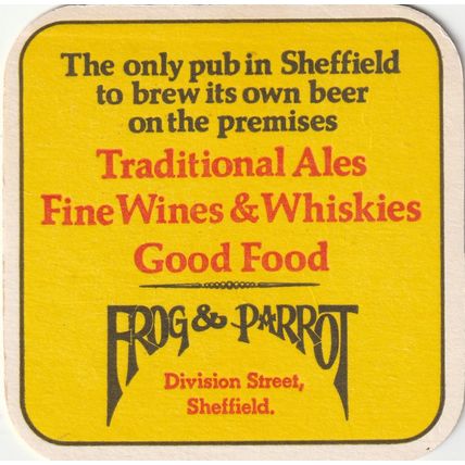BEER MAT - FROG & PARROT BREWHOUSE (SHEFFIELD) - (Cat 001) - (1982)