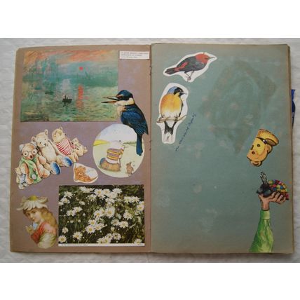 Large scrapbook - cards, tickets, scraps, etc. (see photos)
