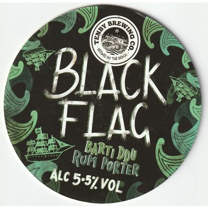 UNUSED PUMP CLIP FRONT - TENBY BREWERY (WALES) - BLACK FLAG RUM PORTER