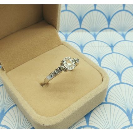 Natural White Danburite, Chrysoberyl and Topaz 925 Sterling Silver Ring with Box