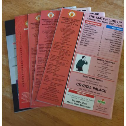 X 5 Manchester United Vintage Football Programmes. No's 2/11/14/17/57