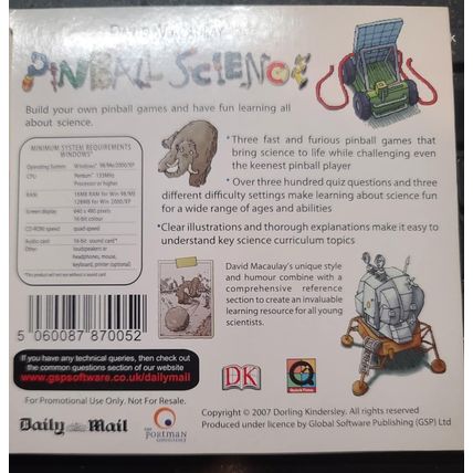 Pinball Science PC ROM Promo The Daily Mail David Macaulay CD Rom Library