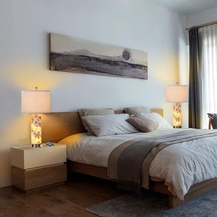 27.5" Modern Table Lamp for Living Room Set of 2,3 Way Dimmable Bedside Touch La