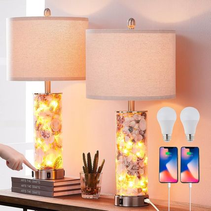 27.5" Modern Table Lamp for Living Room Set of 2,3 Way Dimmable Bedside Touch La