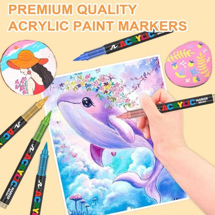 168 Colors Soft Brush Tip Acrylic Paint Markers Set, Pens for Rock, Wood, Fabric