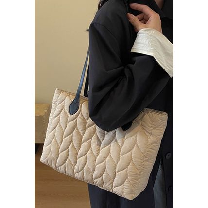 Light French Beige Leafy Quilted Fashion One Shoulder Bag