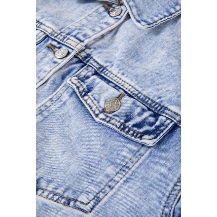 Beau Blue Vintage Washed Flap Pockets Denim Jacket