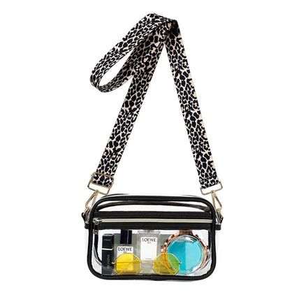 Black Leopard Strap Clear Crossbody Bag