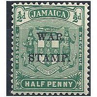 Jamaica 1917 SG73 1/2d Blue-Green WAR STAMP Mountd Mint