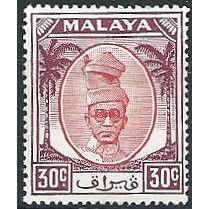 Perak 1955 SG142 30c Scarlet & Purple Mounted Mint .. ..