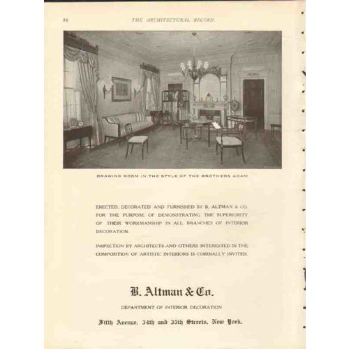 b altman company 1912 drawing room the brothers adam vintage ad