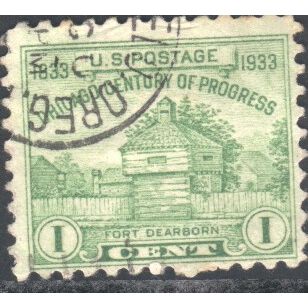 USA 1933 - SG727 - 1c green - Fort Dearbon - used