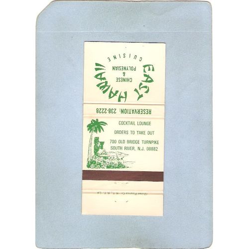New Jersey South River Matchcover Tiki East Hawaii Chinese & Polynesian Cu~47