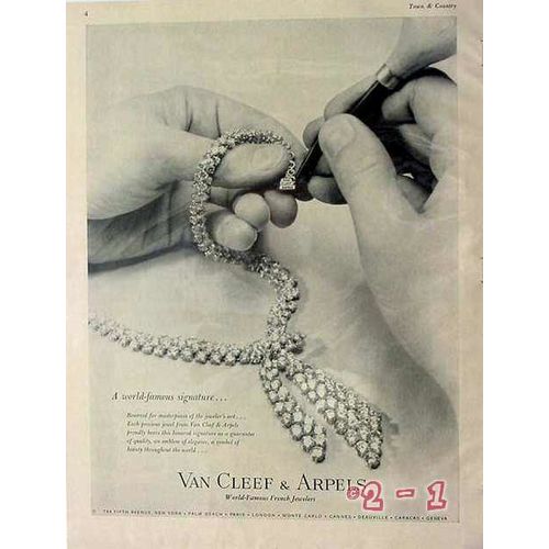 VAN CLEEF AND ARPELS 1960 world famous signature jewelry vintage ad