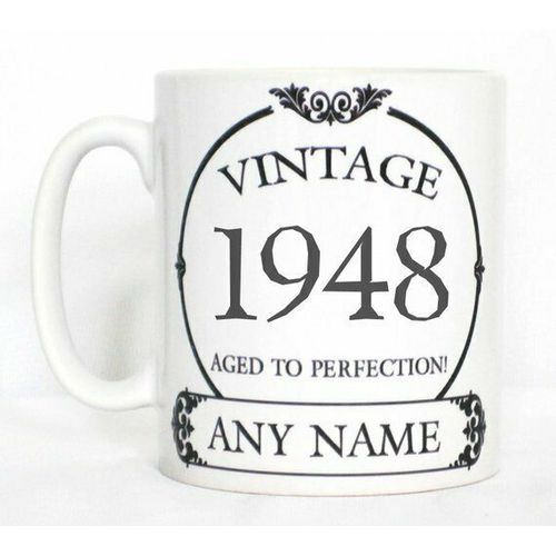 Vintage 1940s Aged To Perfection Mug PERSONALISED Wine Label Birthday Year Gift