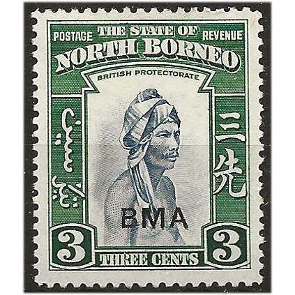 North Borneo 1945 SG322 3c Slate-Blue & Green BMA Mounted Mint ..