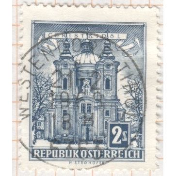 Austria 1957 - SG1309 - 2s blue - Christkindle Church - used 4