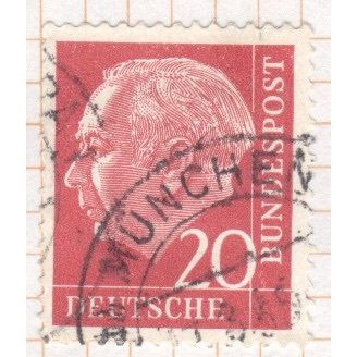 Germany 1954 - 20pfg red - Professor Dr. Th. Heuss - used 2