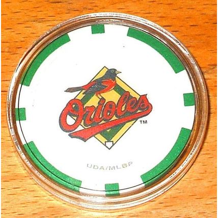 (1) Baltimore Orioles Poker Chip Golf Ball Marker - Green