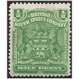 Rhodesia 1898 SG75 1/2d Dull Blue-Green Mounted Mint ...