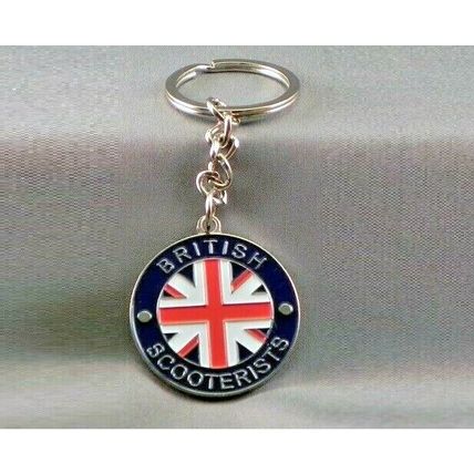 British Scooterist Metal Enamel Keyring MOD Scooter Rider Union Flag GB Britain