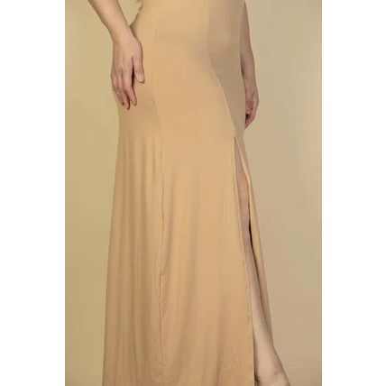 Plus Size Plunge Neck Thigh Split Maxi Dress