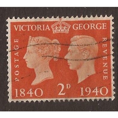 GB 1940 Stamp centenary 2d orange SG482 used