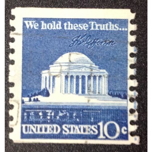 US Stamp #1520 used: 1973 10c Jefferson Memorial & Signature coil [6]