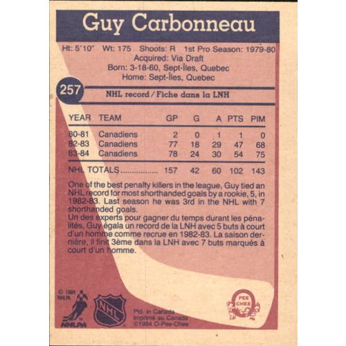 1984 OPC Guy Carbonneau