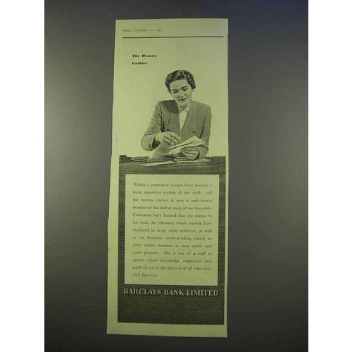1955 Barclays Bank Ad - The Woman Cashier